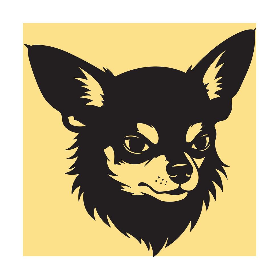 illustration of a stylish black and yellow chihuahua dog head portrait vector