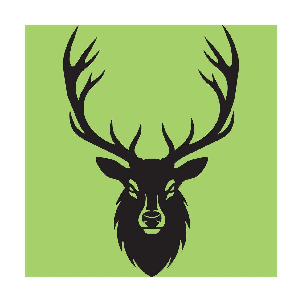 Black deer silhouette against a light green backdrop perfect for wildlife and nature designs vector