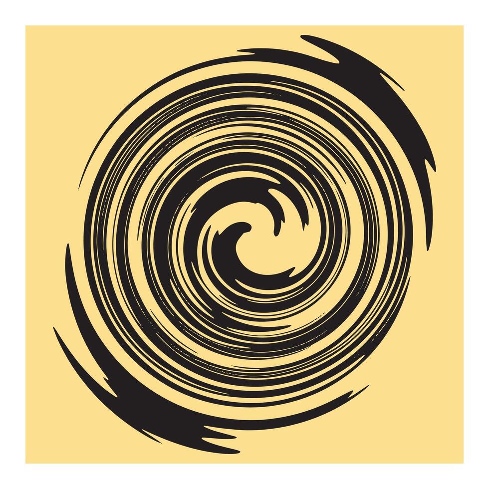 Abstract black swirl illustration on a light yellow background a creative graphic vector