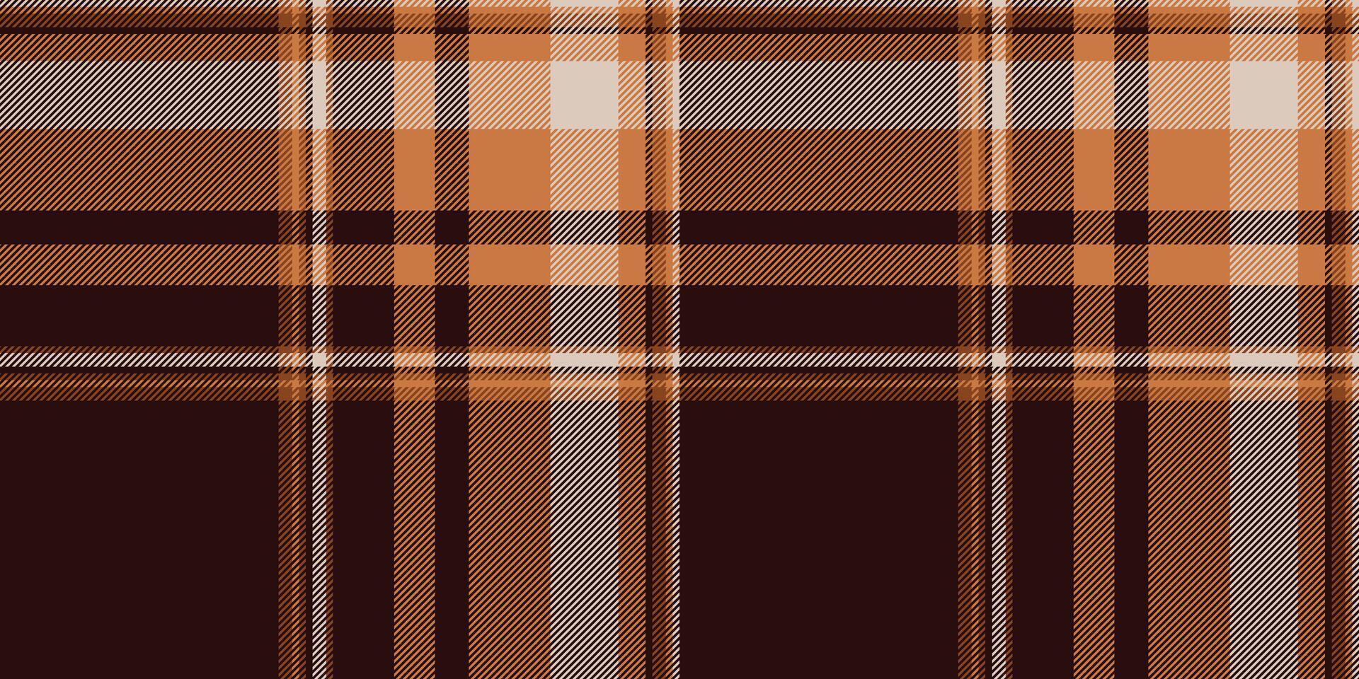 Warm autumnal plaid pattern in rich brown and orange tones. Perfect for textile design, apparel, fallthemed projects, or as a background texture. Evokes feelings of warmth, comfort, and rustic charm. vector