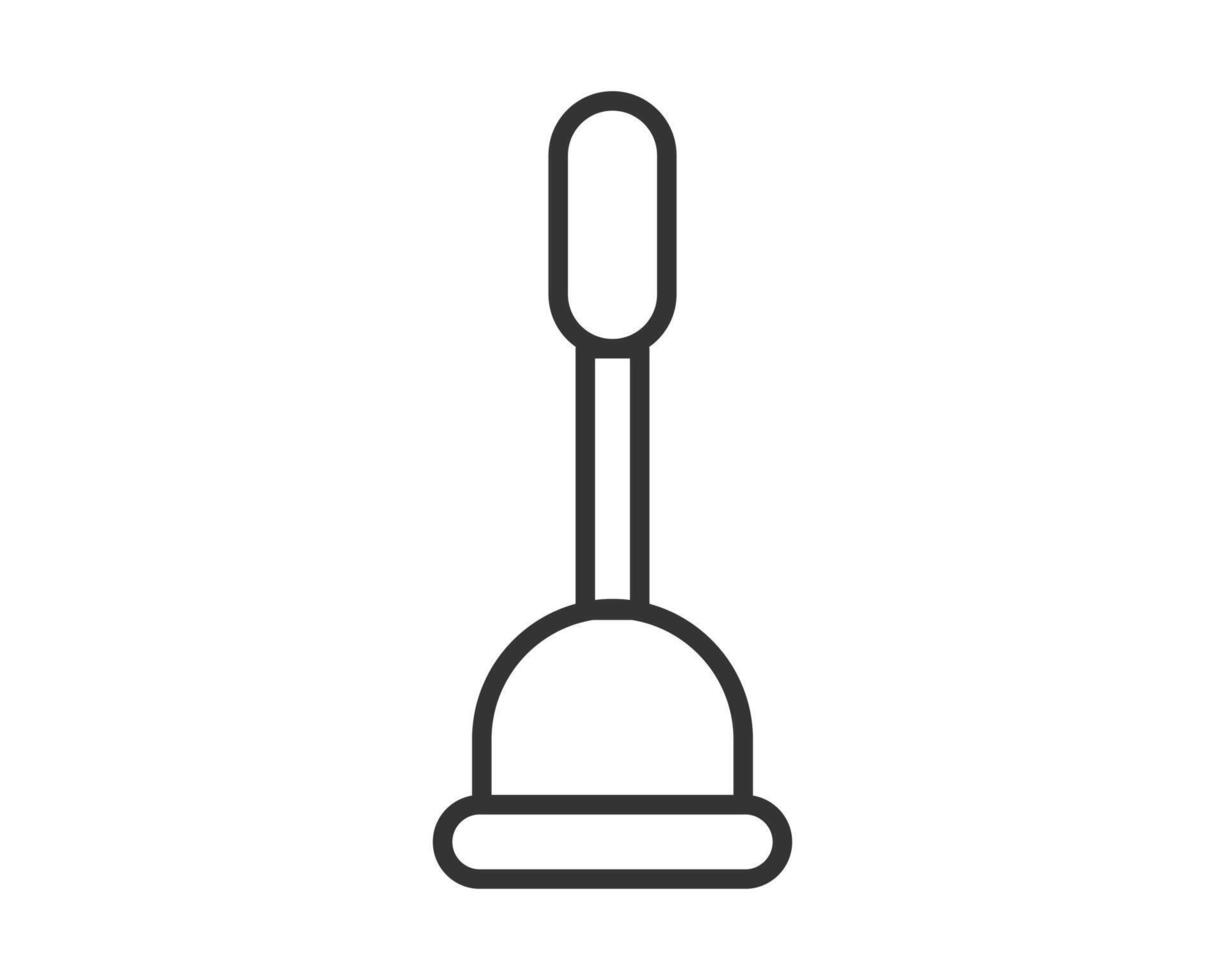 Simple line drawing of a plunger on a white background. Symbolizes problemsolving, repair, or DIY projects. Perfect for illustrating maintenance, plumbing, or household chores. vector