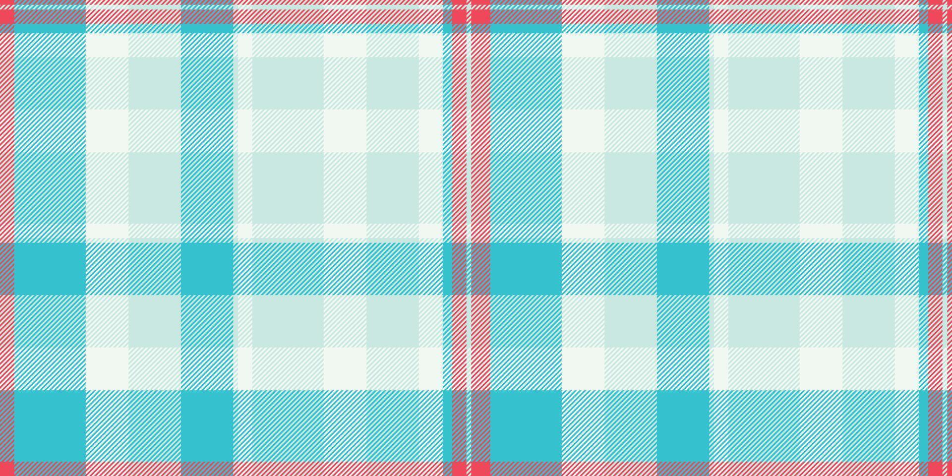 Vibrant turquoise and coral plaid pattern. Perfect for textile design, website backgrounds, or crafting projects. This cheerful, summery design evokes feelings of freshness and optimism. vector
