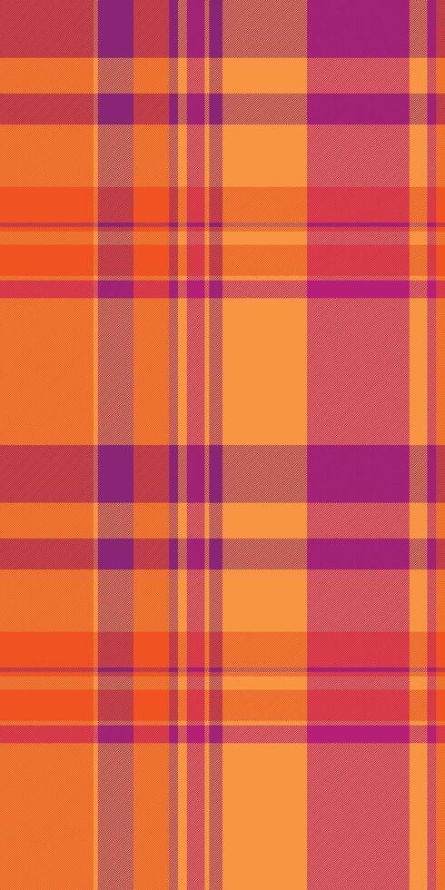 Event pattern plaid, winter fabric texture background. Abstract check textile seamless tartan in pink and orange colors. vector
