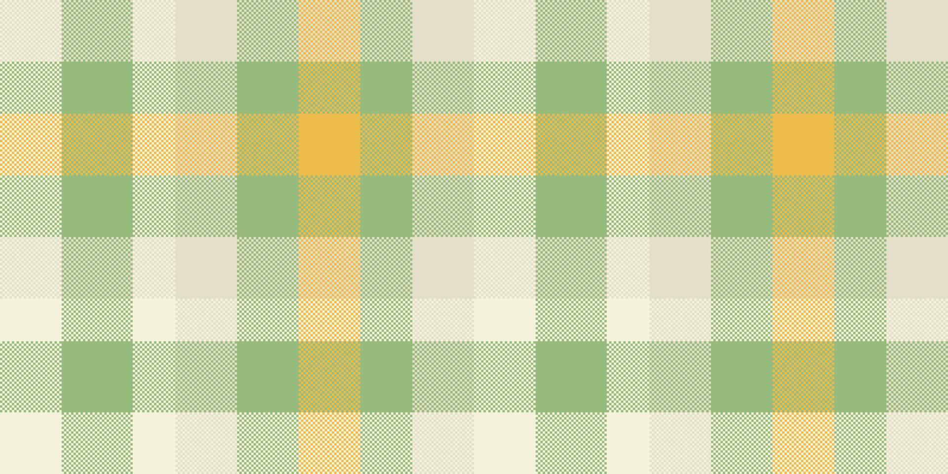 Soft pastel plaid pattern in green and yellow hues. Perfect for springsummer designs, textiles, packaging, or website backgrounds. Evokes feelings of freshness and calmness. vector