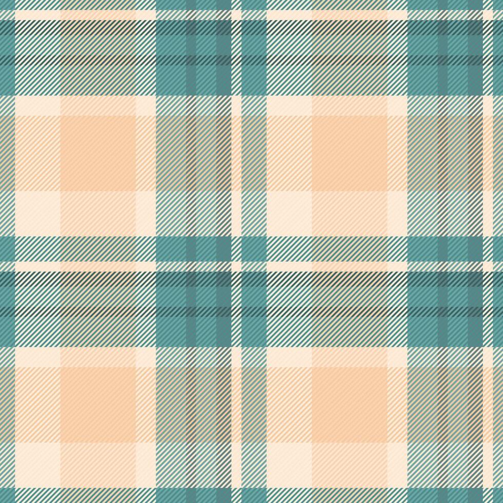 Elegant peach and teal plaid pattern. Perfect for textile design, wallpaper, fashion, or website backgrounds. Subtle yet stylish, this repeating texture offers a calming aesthetic. vector