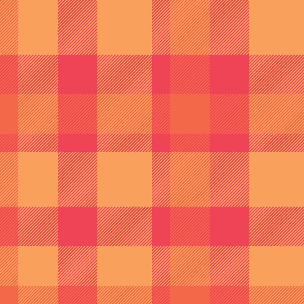 Vibrant coral and peach plaid pattern. Perfect for textile designs, website backgrounds, or seasonal branding. This cheerful, geometric design evokes warmth and energy. vector