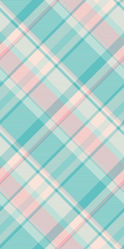 Pastel pink and teal diagonal plaid pattern. Perfect for textile design, website backgrounds, or scrapbook projects. This soft, delicate texture evokes feelings of calmness and femininity. vector