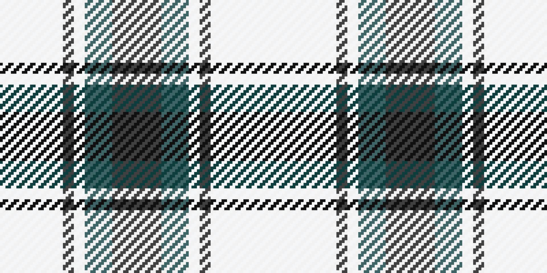 Elegant teal, black, and white plaid pattern. Perfect for textile design, fashion, or website backgrounds. This seamless texture evokes a sense of sophistication and timeless style. vector