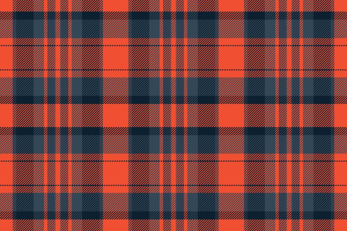 Vibrant orange and navy plaid pattern. Perfect for textile design, apparel, or website backgrounds. This seamless texture evokes feelings of warmth and style, ideal for autumn or fall themes. vector