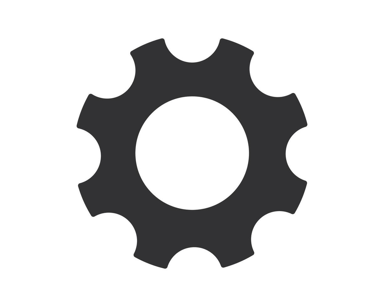 Sleek, minimalist illustration of a gear. Represents technology, settings, engineering, or teamwork. Ideal for web design, icons, and presentations. vector