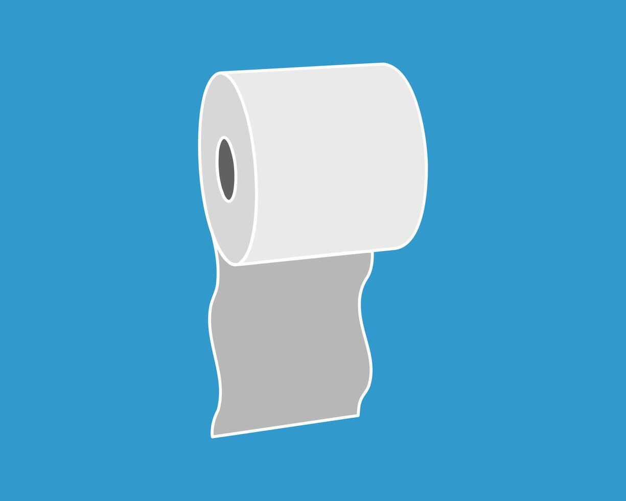 A minimalist illustration of a toilet paper roll against a vibrant blue background. vector