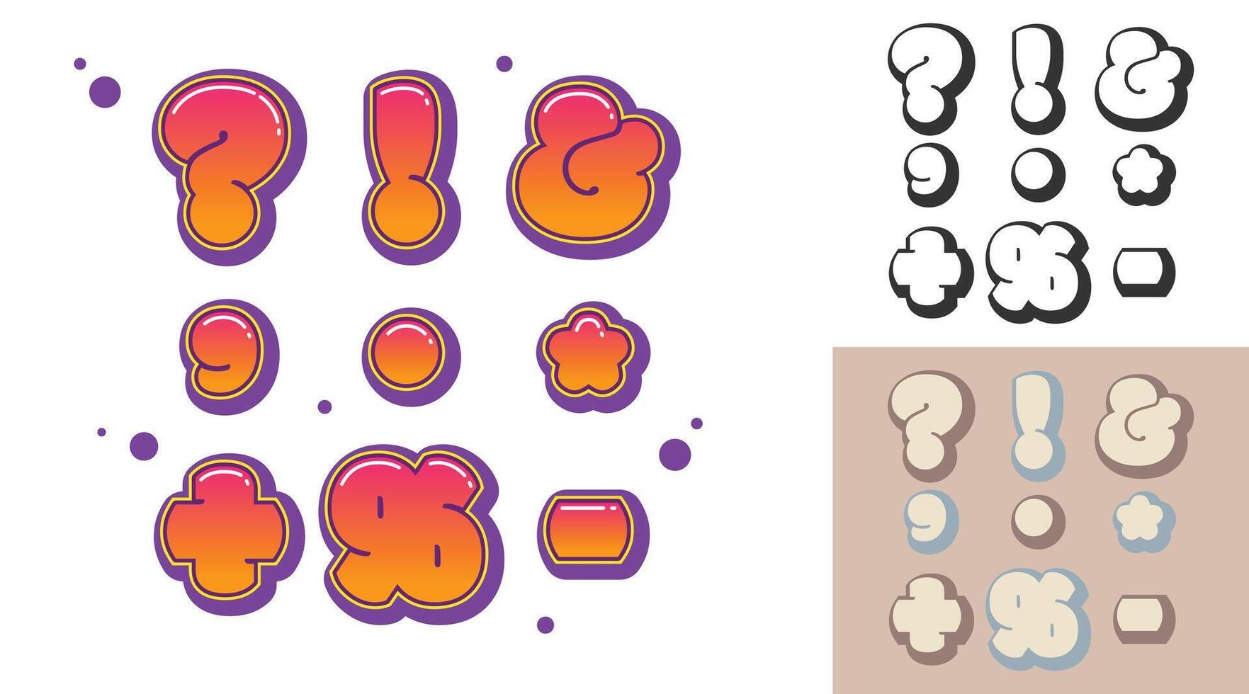 Punctuation marks design for festival or party in graffiti style. Creative modern lettering. Kids trendy signs. vector