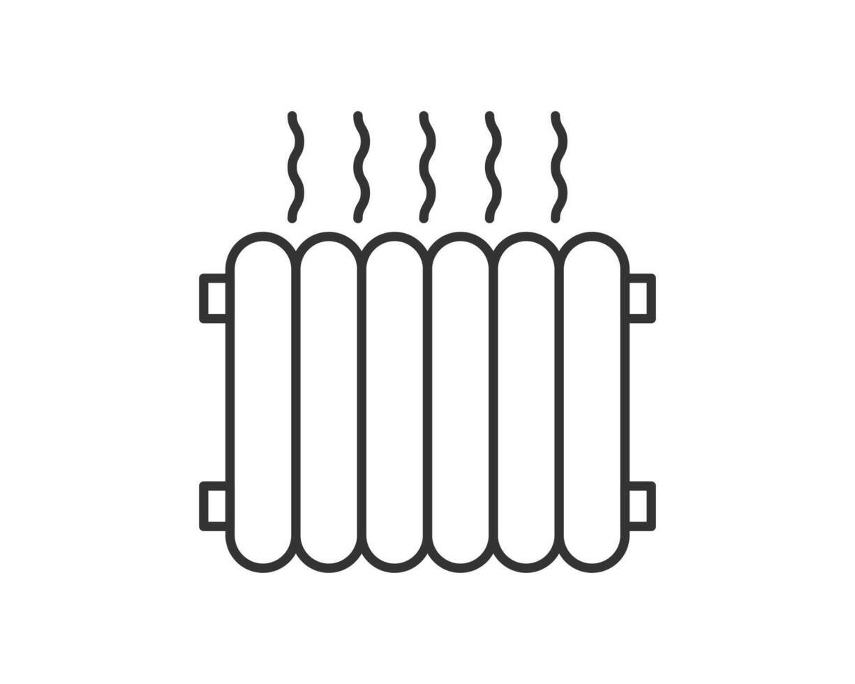 Heating system icon, symbolizing warmth and comfort. line illustration, perfect for home design, winter season, and energy efficiency visuals. vector