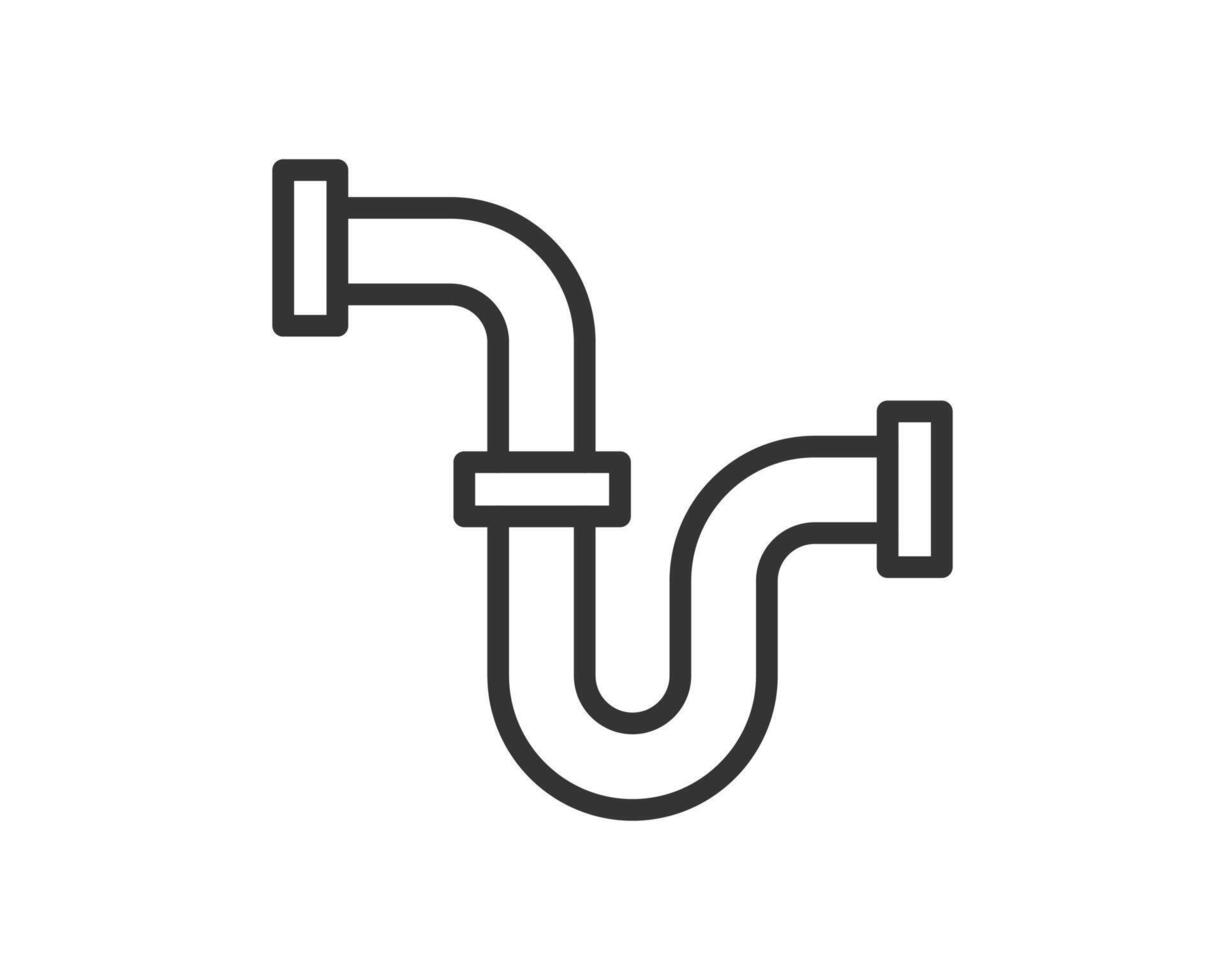 Clean line art illustration of a plumbing trap. Symbol for sanitation, water management, and home repair. Perfect for infographics, app design, and web icons. vector