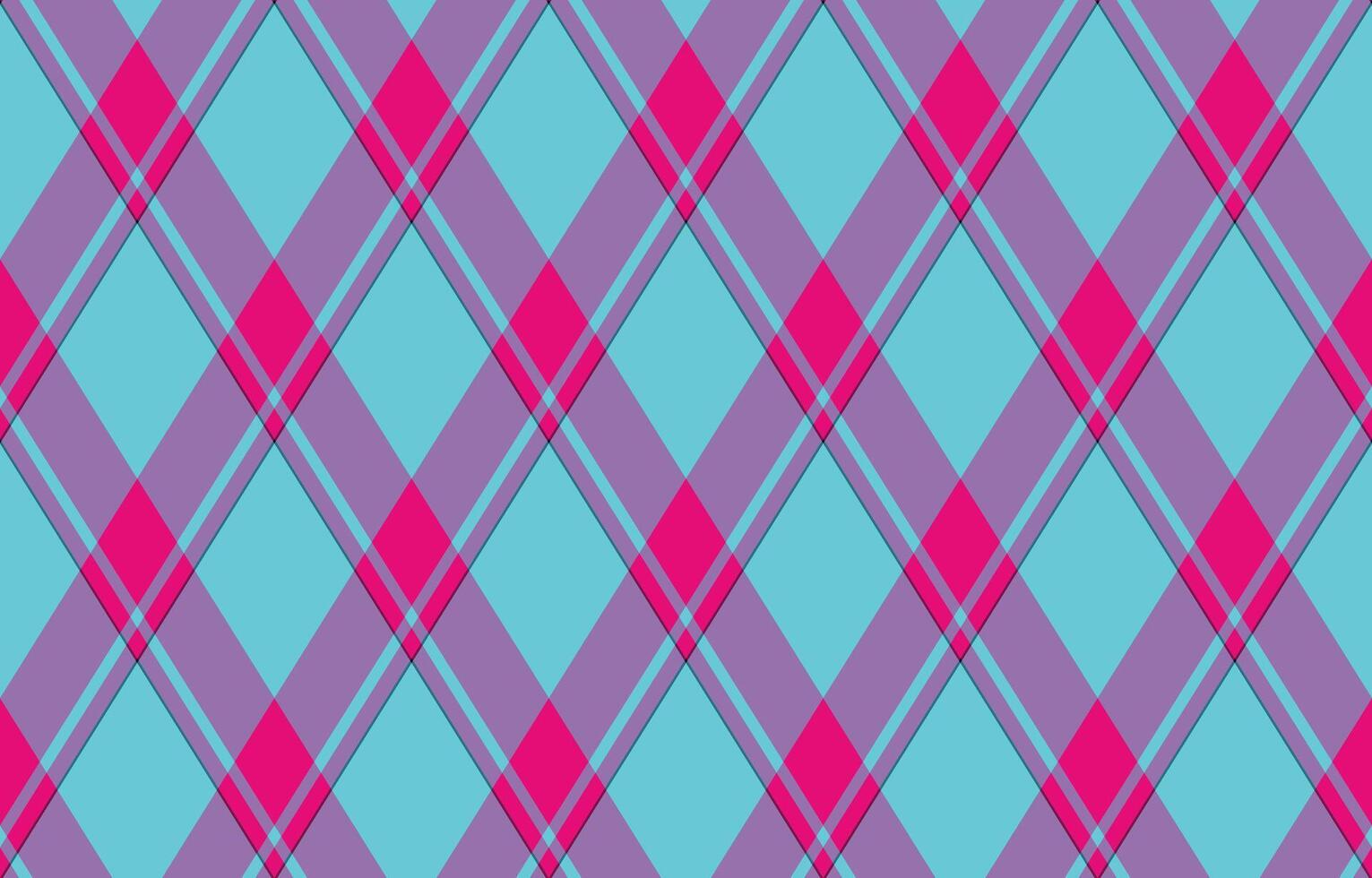 Vibrant diagonal plaid pattern in teal, purple, and pink. Perfect for textile design, fashion, website backgrounds, or playful branding. vector