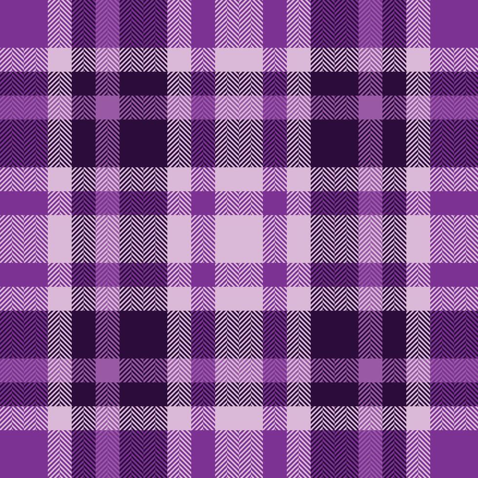 Vibrant purple and lavender herringbone plaid pattern. Perfect for textile design, fashion, websites, or branding. This seamless texture evokes feelings of warmth and sophistication. vector
