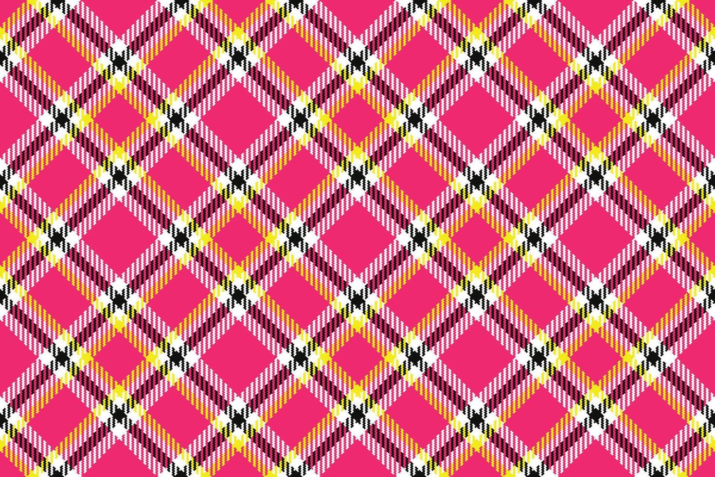 Vibrant pink, yellow, and black plaid pattern. Perfect for fashion, textile, and web design projects. This bold, geometric design evokes energy and style. vector