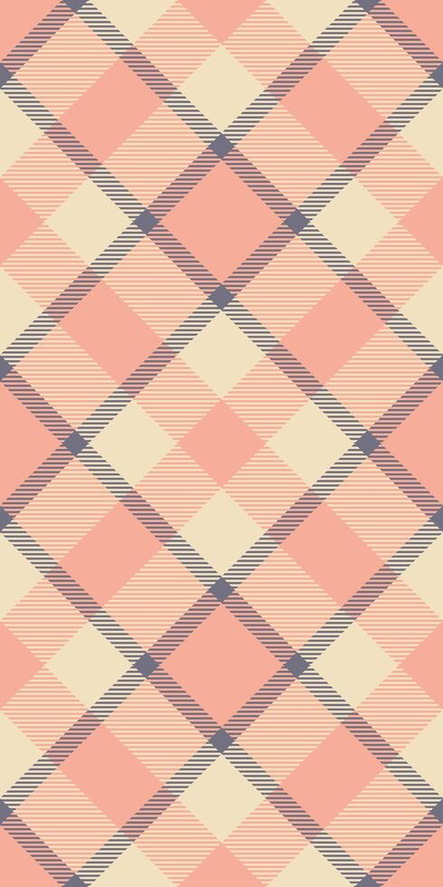 Elegant peach and cream diagonal plaid pattern. Perfect for textile design, apparel, packaging, or website backgrounds. This soft, seamless texture evokes feelings of warmth and sophistication. vector