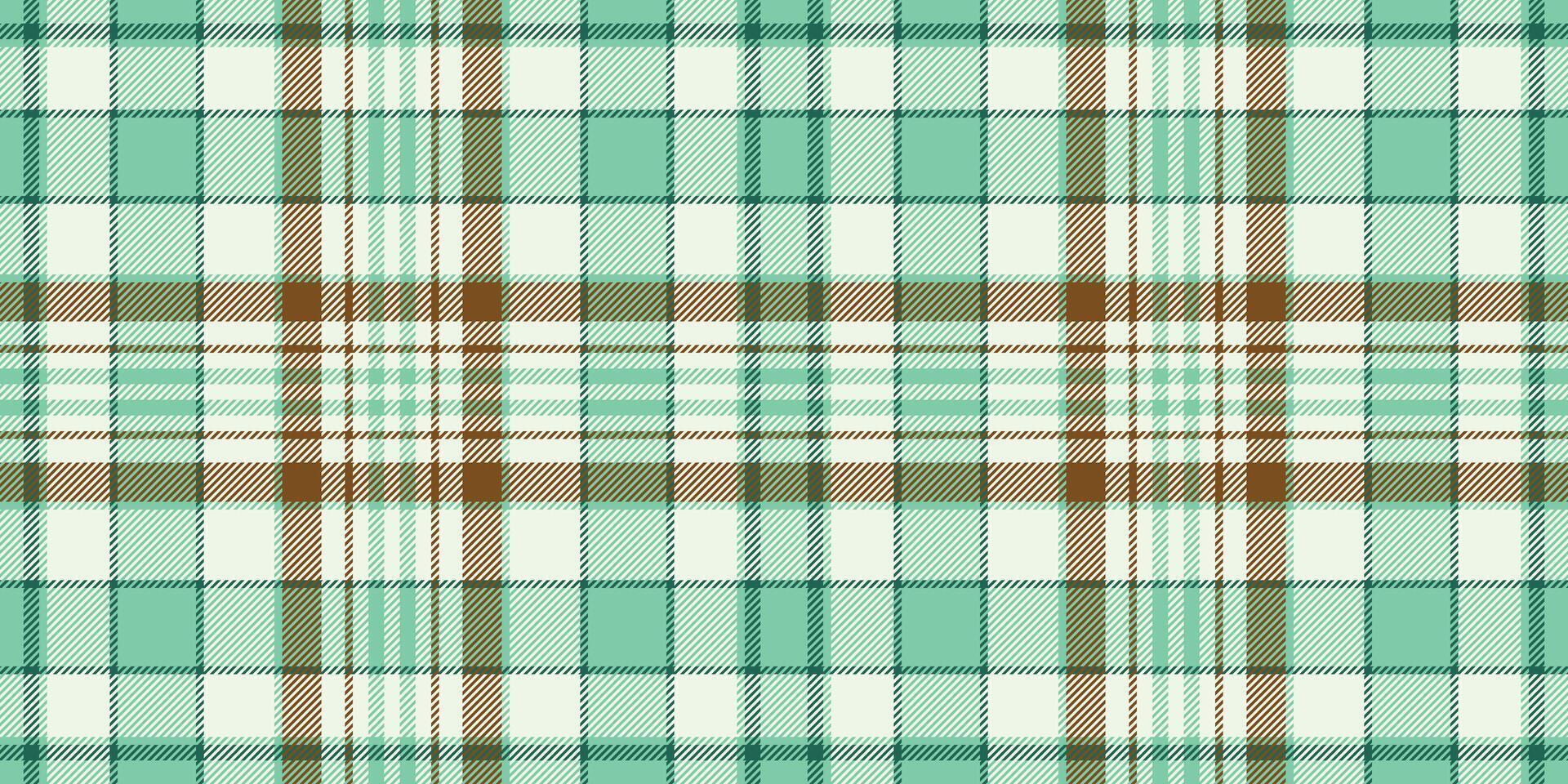 Seamless mint green and brown plaid pattern. Perfect for textile design, website backgrounds, or crafting projects. This cheerful, fresh design evokes feelings of spring and tranquility. vector