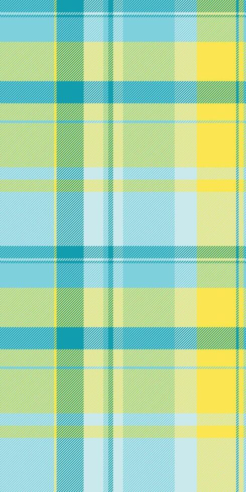 Internet seamless fabric check, primary tartan textile background. Countryside pattern texture plaid in cyan and yellow colors. vector