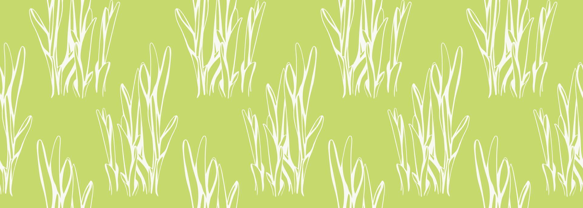 Simple, elegant pattern of stylized grass on a soft green background. Perfect for textile design, wallpaper, website backgrounds, or packaging. Evokes feelings of freshness, growth, and nature. vector