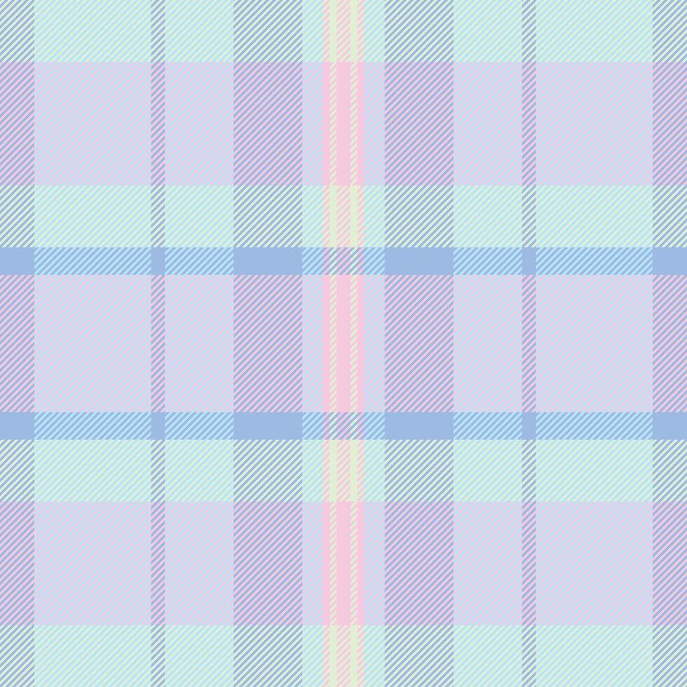 Pastel plaid pattern in soft blues, lavenders, and pinks. Perfect for backgrounds, textile designs, or feminine branding. This gentle, repeating texture evokes feelings of calm and serenity. vector