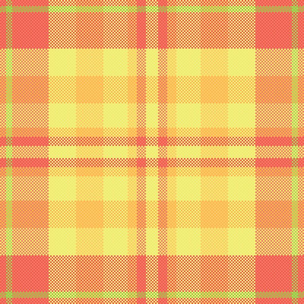 Vibrant pastel plaid pattern in yellow and orange hues. Perfect for textile design, website backgrounds, or creating cheerful, summery branding. vector
