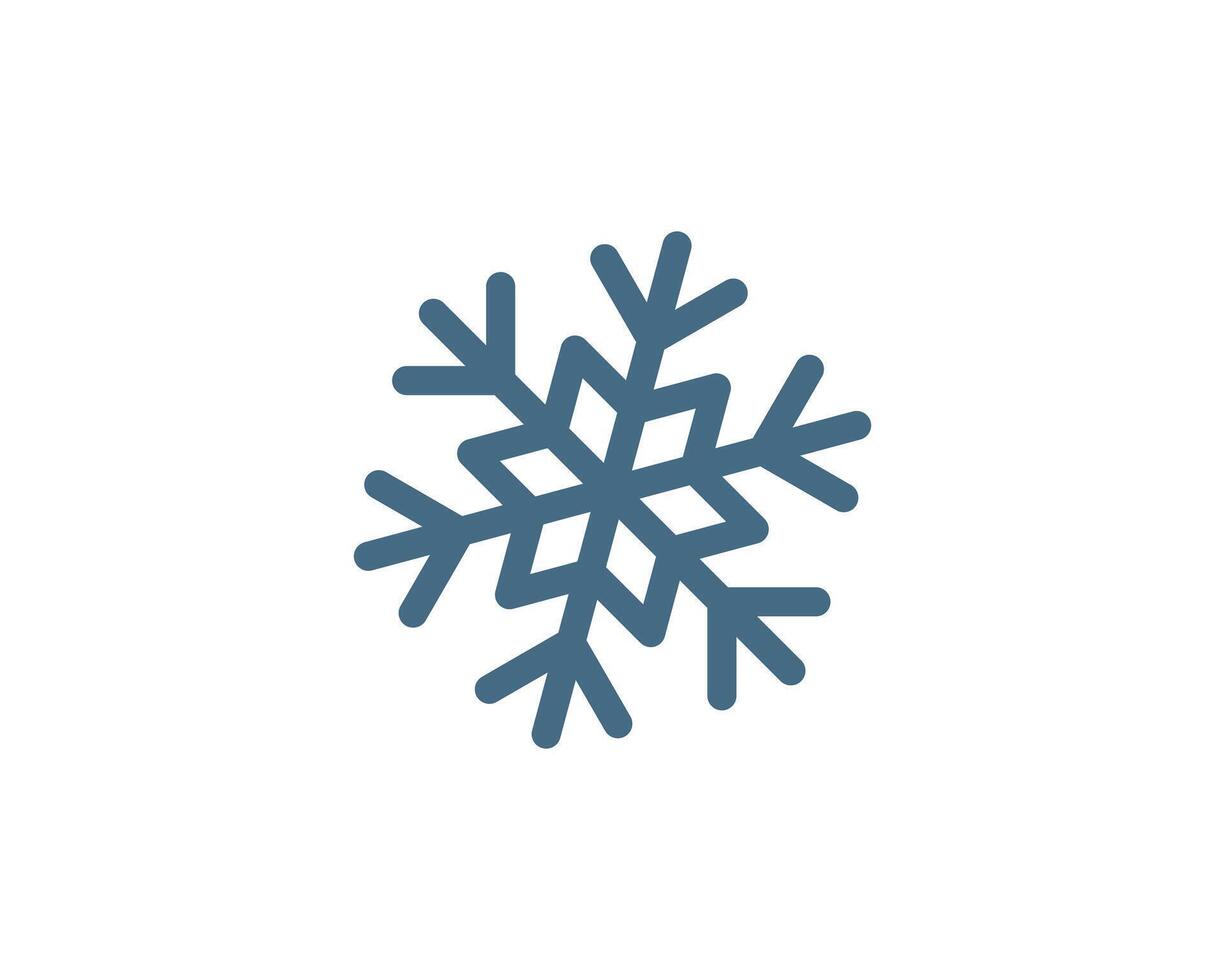 A stylish, minimalist snowflake icon in cool blue tones. Perfect for winter themes, holiday designs, weather apps, or as a decorative element. vector