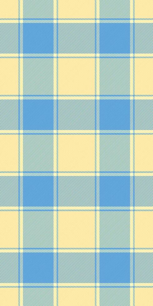 Pastel yellow and light blue plaid pattern. Perfect for backgrounds, textiles, or website designs. Subtle yet cheerful, this seamless texture evokes feelings of calm and freshness. vector