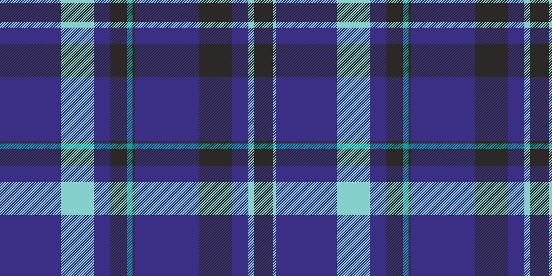 Vibrant purple, teal, and black plaid pattern. Perfect for textile design, fashion, or website backgrounds. vector