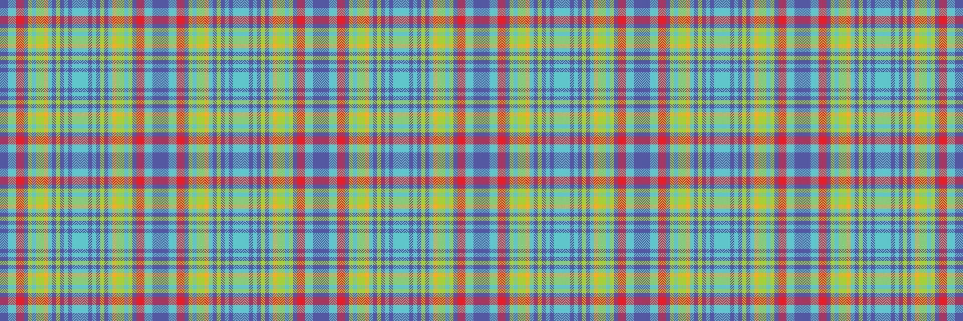 Vibrant, colorful plaid pattern. Ideal for textile design, web backgrounds, or fashion projects. This cheerful, bright texture evokes feelings of happiness and energy. vector