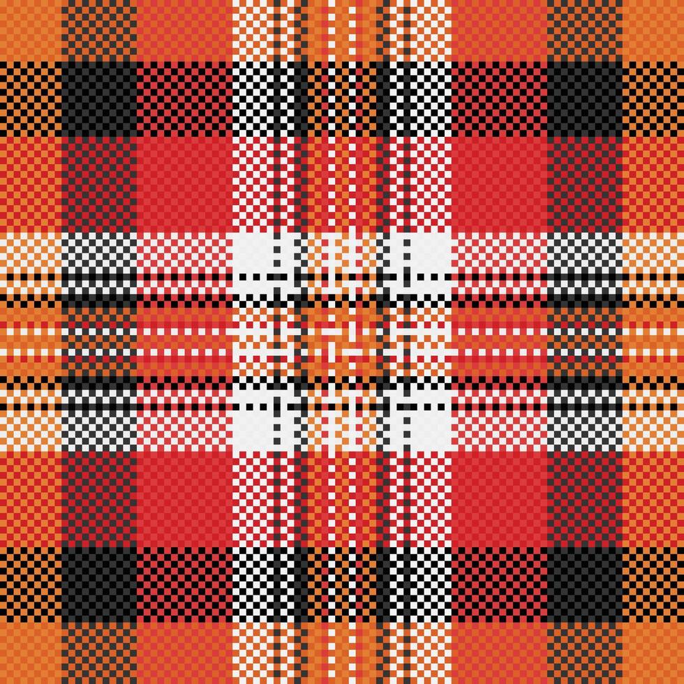 Vibrant red, orange, black white plaid pattern. Perfect for textile design, fall fashion, autumnal backgrounds, or website themes. This bold, geometric textile design evokes warmth and tradition. vector