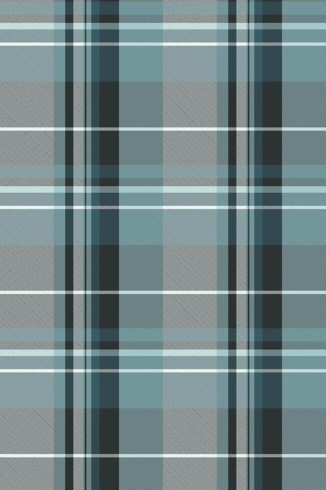 Elegant teal, gray, and black plaid pattern. Versatile design ideal for textile prints, website backgrounds, or packaging. Sophisticated and calming aesthetic. vector