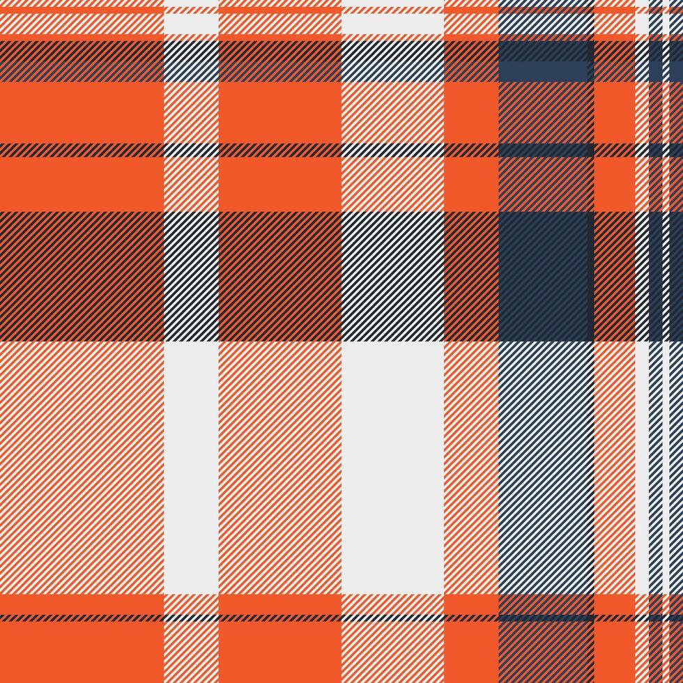Vibrant orange, white, and navy plaid pattern. Perfect for textile design, fashion, autumnal themes, or adding a stylish texture to any project. vector