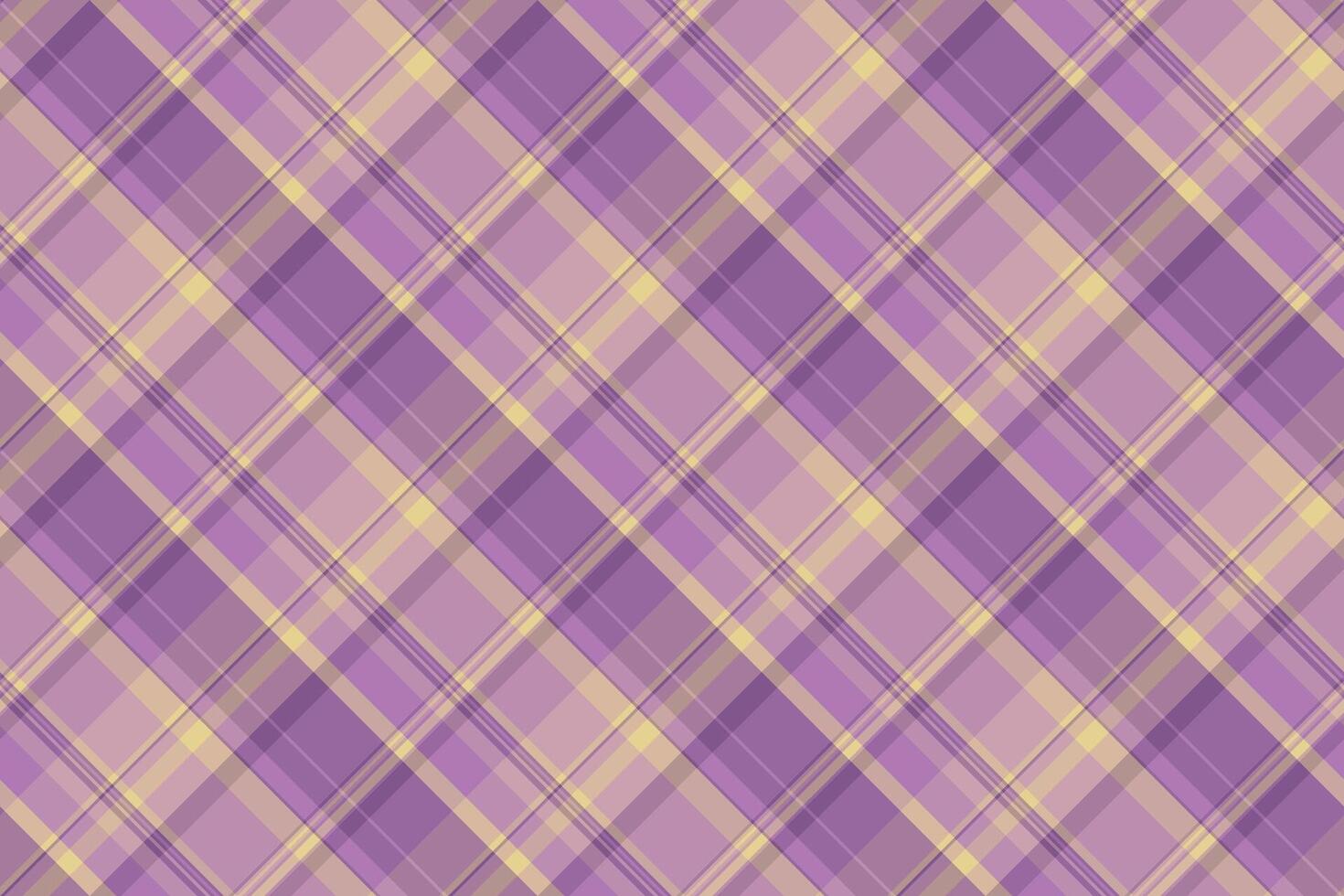 Stylish diagonal tartan pattern in purple and gold hues. A classic textured backdrop for fabric design, digital art, or abstract presentations. Perfect for textiles. vector