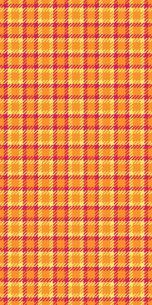 Jersey seamless check pattern, paint textile texture. Glamour fabric background plaid tartan in orange and pink colors. vector