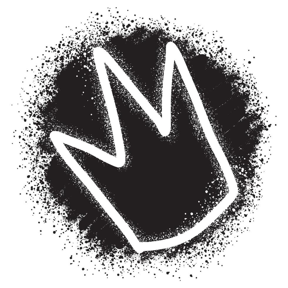 Sprayed crown with over spray in black over white. Spray graffiti stylized crown. EPS 10. vector