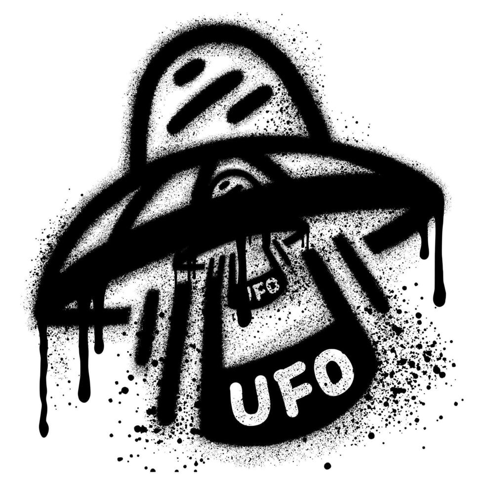 Spray Painted Graffiti UFO icon isolated with a white background. design street art. EPS 10 vector