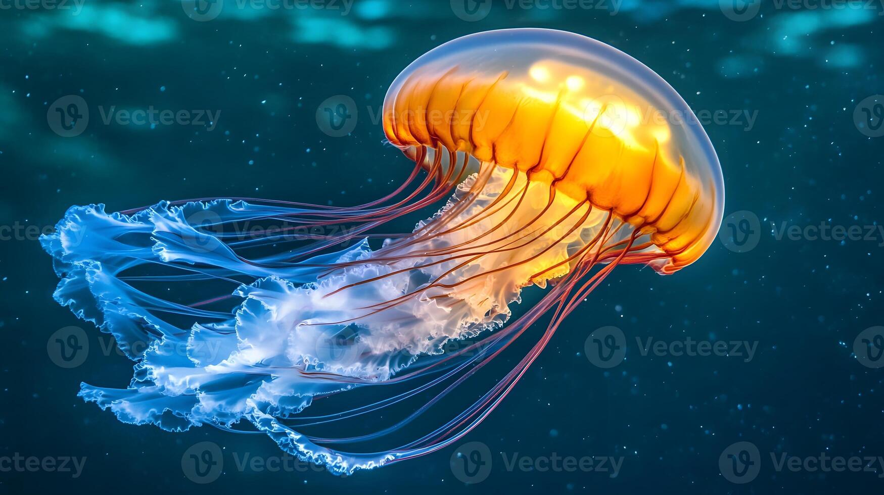 Jellyfish swimming in the ocean photo