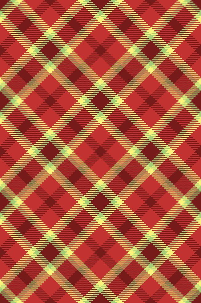 Handmade tartan fabric textile, school pattern plaid texture. Cloth seamless check background in red and yellow colors. vector