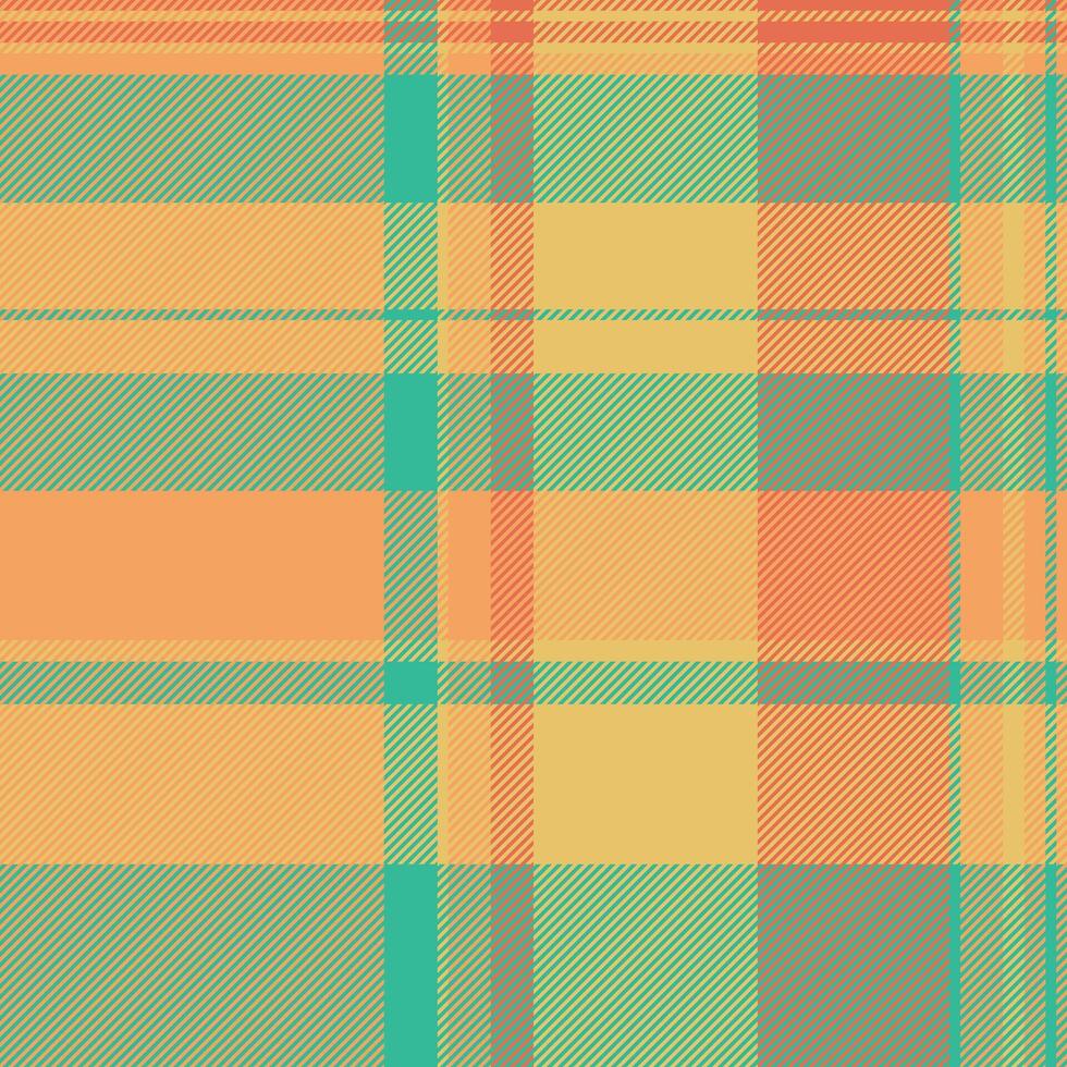 String textile tartan pattern, cloth texture fabric check. Garment seamless plaid background in sandy brown and teal colors. vector