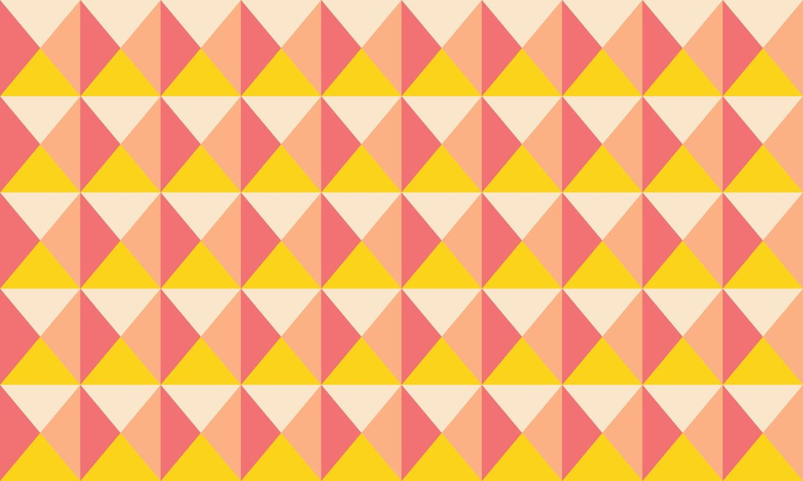 Vibrant geometric pattern of interlocking triangles in coral and gold hues. Ideal for backgrounds, textiles, or website design. This cheerful, modern design evokes feelings of optimism and energy. vector