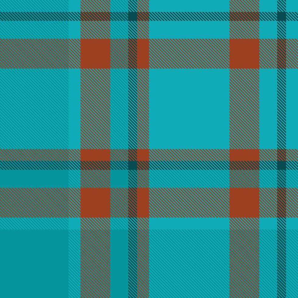 Vibrant teal, orange, and gray plaid pattern. Perfect for textile design, website backgrounds, or fashion projects. This bold, geometric texture evokes a sense of warmth and style. vector