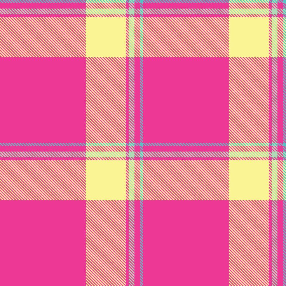 Trousers texture seamless pattern, napkin tartan textile background. Independence day plaid fabric check in pink and yellow colors. vector
