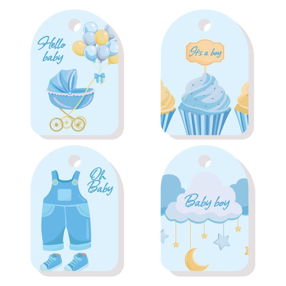 Cute blue gift tags for baby shower Its a boy vector