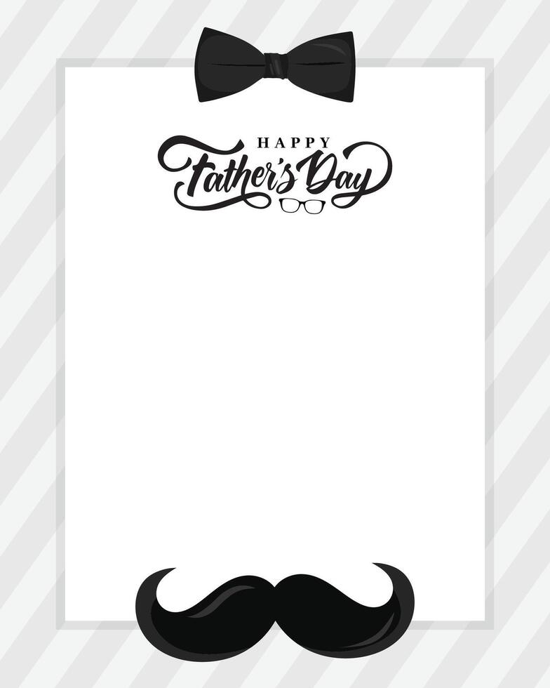 Father's day elegant greeting card with dad's mustache and black bow vector