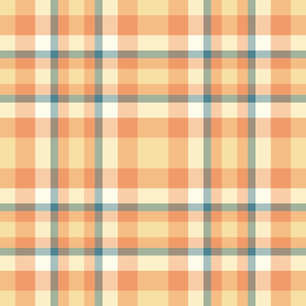 Material seamless texture pattern, fire tartan background. Softness check fabric textile plaid in orange and pastel colors. vector