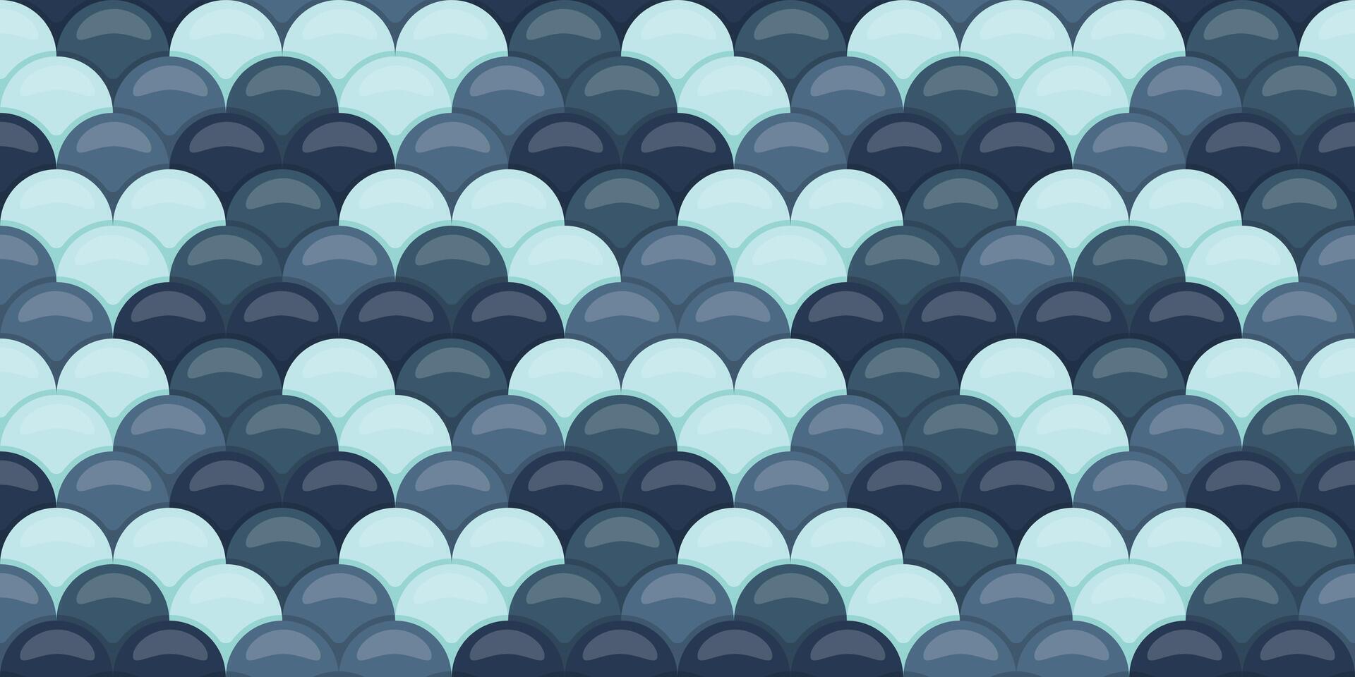Abstract seamless pattern with overlapping scales in cool blue tones. Elegant, textured design evokes water, serenity, and nature. Ideal for backgrounds, textiles, or digital projects. vector