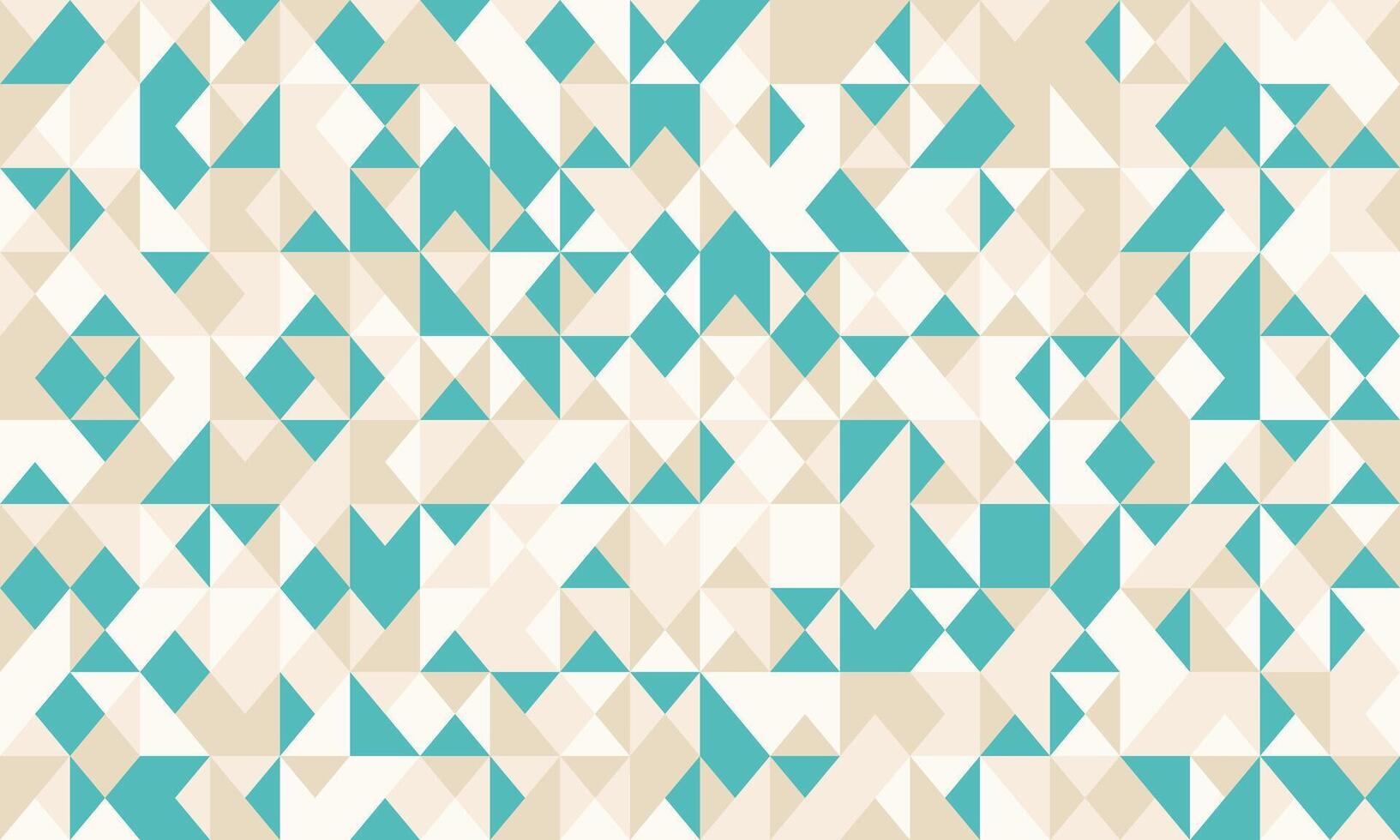 Abstract geometric pattern with teal and beige triangles and squares. Modern, seamless design ideal for backgrounds, website banners, textiles, and more. vector