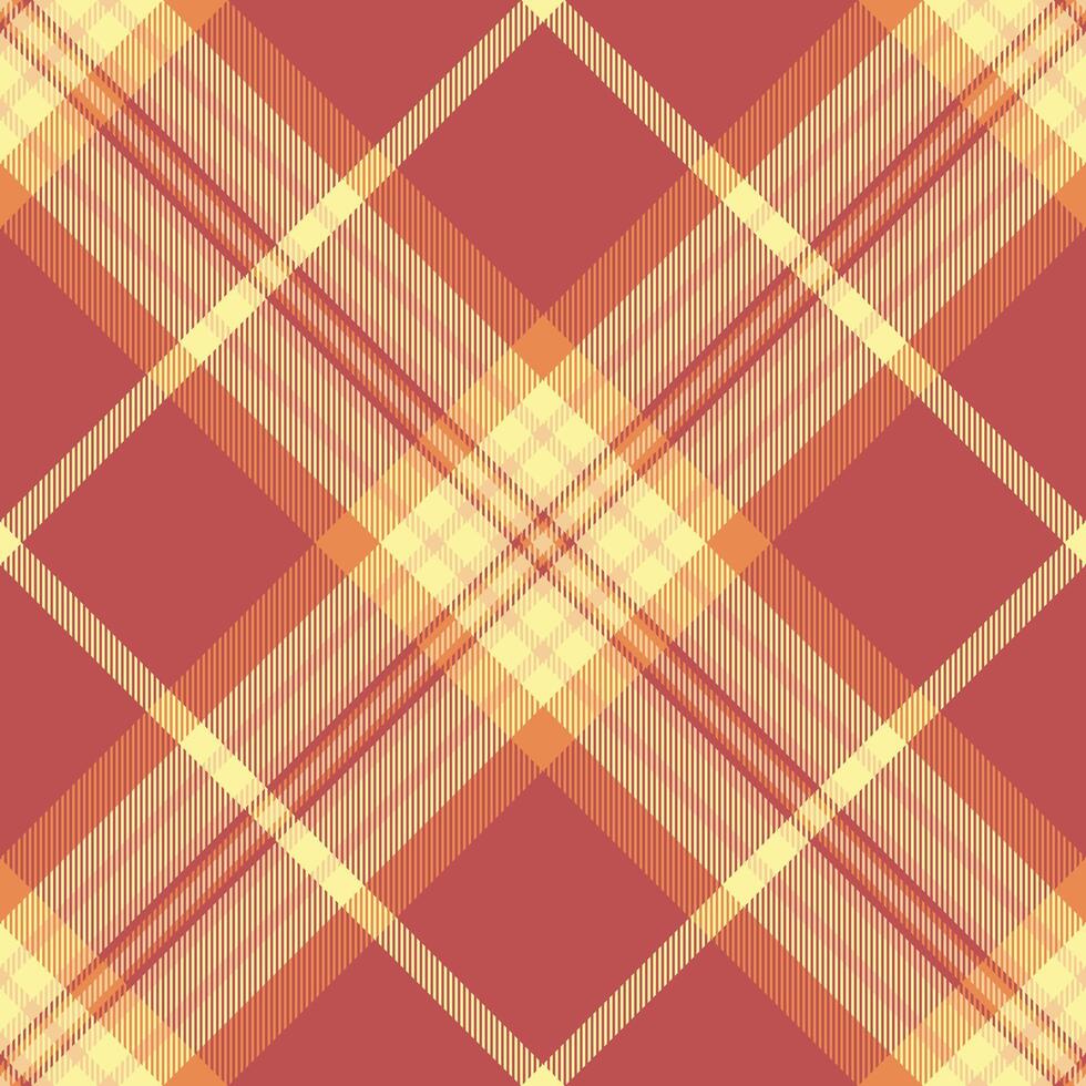 Mesh textile tartan, everyday check fabric seamless. Cell texture background pattern plaid in red and yellow colors. vector